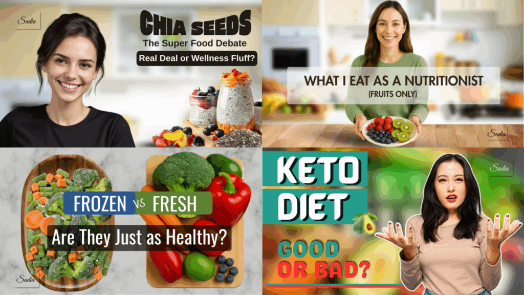 Nutrition related youtube thumbnails