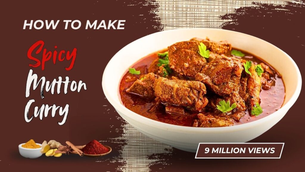 YouTube Thumbnail designs, Cooking video, spicy mutton curry